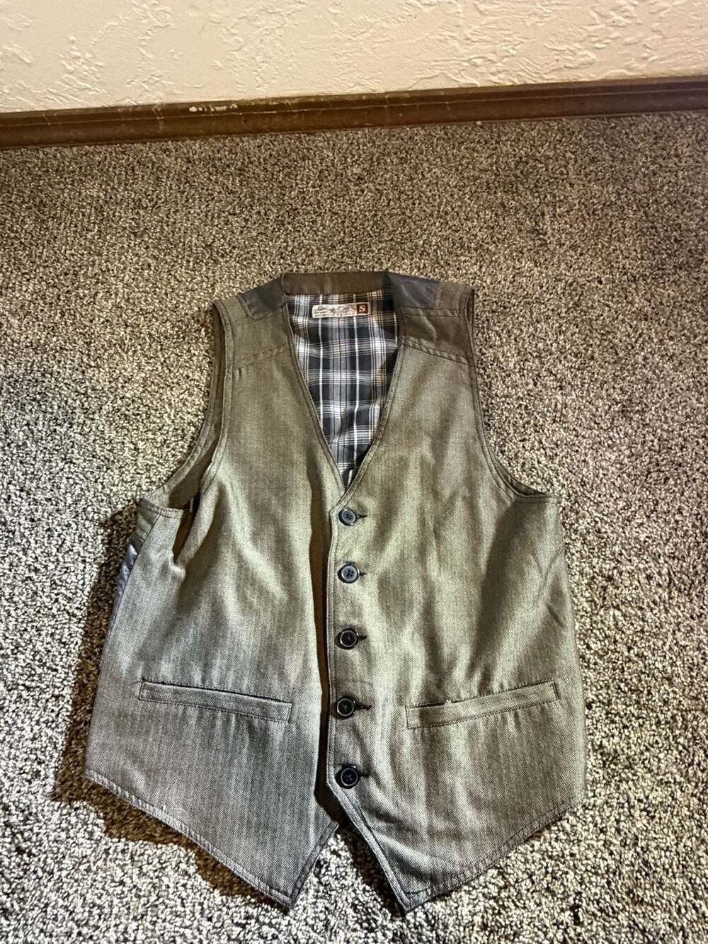 Sovereign Code Men's Herringbone Suit Vest Brown-White, Size S